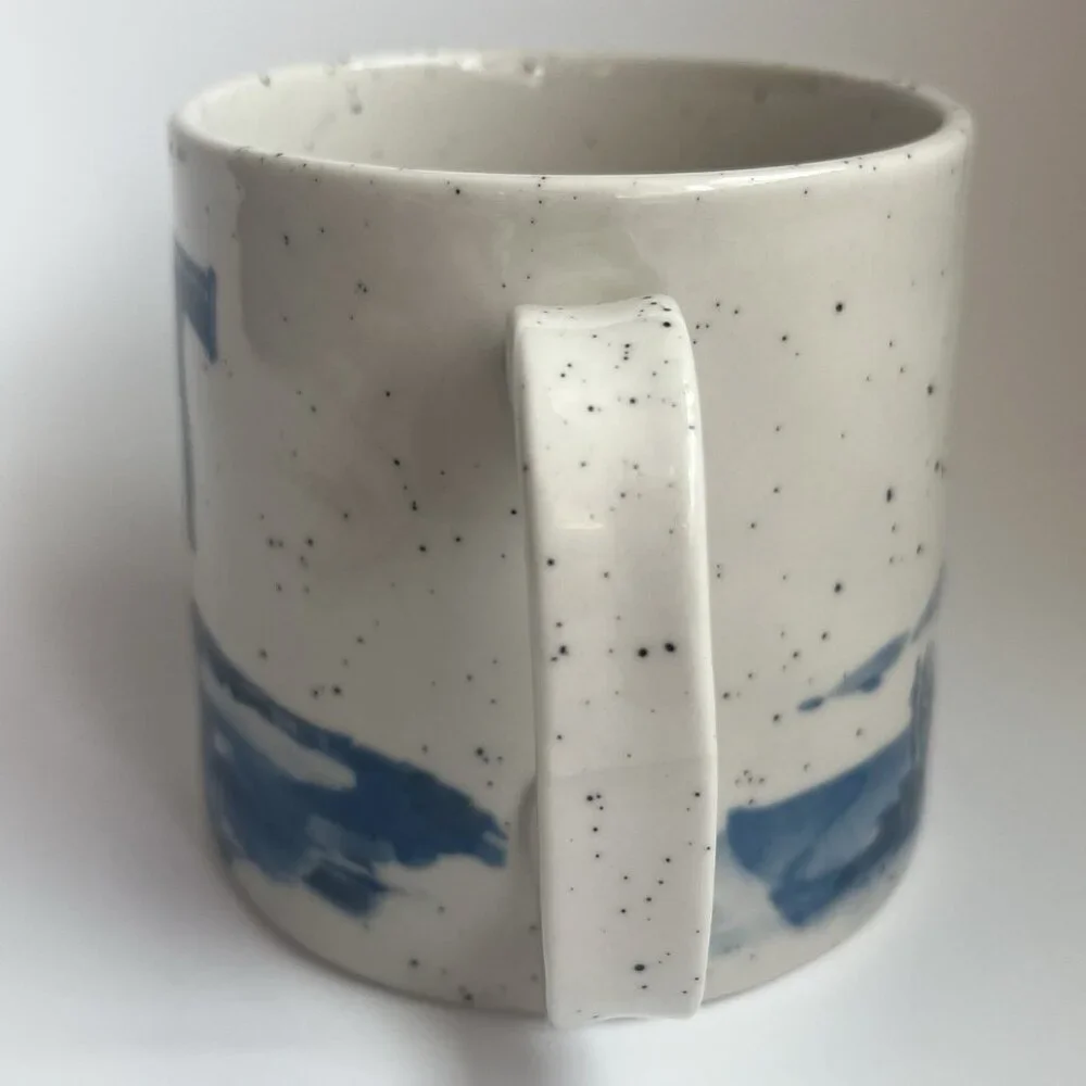 Anthropologie Buoyant Letters Coffee Mug "T" Monogram White Blue Stoneware Cup - Picture 6 of 9